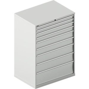 Schäfer Shop Select Schubladenschrank WSK 54-36, Stahl, 9 Schübe, bis 200 kg, B 1023 x T 725 x H 1450 mm, lichtgrau/lichtgrau