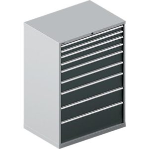 Schäfer Shop Select Schubladenschrank WSK 54-36, Stahl, 9 Schübe, bis 200 kg, B 1023 x T 725 x H 1450 mm, weissaluminium/anthrazitgrau