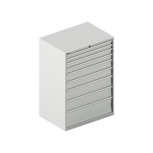 Schäfer Shop Select Schubladenschrank WSK 54-36, Stahl, 9 Schübe, bis 75 kg, B 1023 x T 725 x H 1450 mm, lichtgrau/lichtgrau