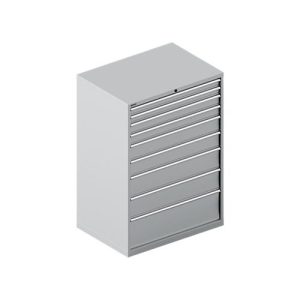 Schäfer Shop Select Schubladenschrank WSK 54-36, Stahl, 9 Schübe, bis 75 kg, B 1023 x T 725 x H 1450 mm, weissaluminium/weissaluminium