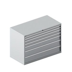 Schäfer Shop Select Schubladenschrank WSK 78–36 E, Stahl, 7 Schübe, 200 kg Traglast, B 1431 mm x T 725 mm x H 1000 mm, weißalu/weißalu