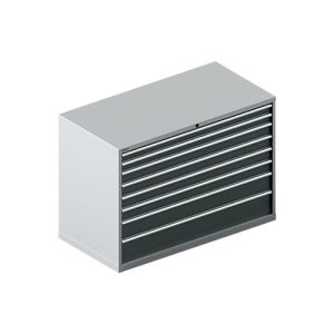 Schäfer Shop Select Schubladenschrank WSK 78–36 E, Stahl, 8 Schübe, 200 kg Traglast, B 1431 mm x T 725 mm x H 1000 mm, weißalu/anthrazitgrau