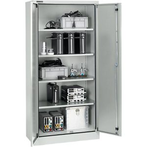 Schäfer Shop Select Schutzschrank nach IP 54, 4 Böden, B 950 x T 500 x H 1935 mm, weißaluminium RAL 9006