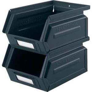 Schäfer Shop Select Sichtlagerkasten, 0,9 l, 2,5 kg, L 163 x B 102 x H 75 mm, Stahl, RAL 5008 (graublau)