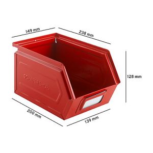 Schäfer Shop Select Sichtlagerkasten, Stahl, L 238 x B 149 x H 128 mm, 3,5 l, 8 kg, RAL 3000 (feuerrot)