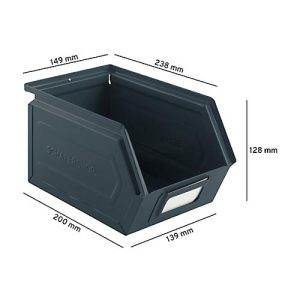 Schäfer Shop Select Sichtlagerkasten, Stahl, L 238 x B 149 x H 128 mm, 3,5 l, 8 kg, RAL 5008 (graublau)
