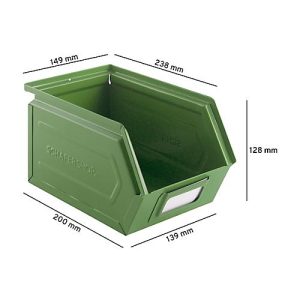 Schäfer Shop Select Sichtlagerkasten, Stahl, L 238 x B 149 x H 128 mm, 3,5 l, 8 kg, RAL 6011 (resadagrün)