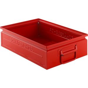 Schäfer Shop Select Stapelbox, 16 l, 100 kg, L 478 x B 307 x H 120 mm, Stahl, RAL 3000 (feuerrot)
