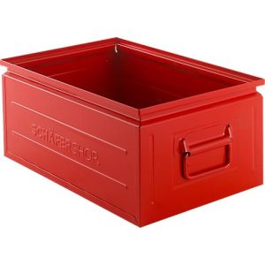 Schäfer Shop Select Stapelbox, 25 l, 120 kg, L 478 x B 307 x H 200 mm, Stahl, RAL 3000 (feuerrot)