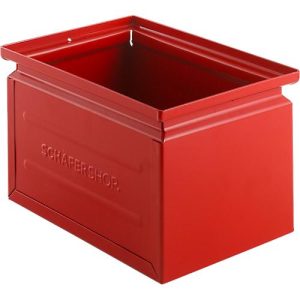 Schäfer Shop Select Stapelbox, 3,5 l, 8 kg, L 210 x B 147 x H 130 mm, Stahl, RAL 3000 (feuerrot)