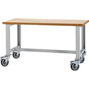 Schäfer Shop Select Werkbank, fahrbar, B 1500 x T 700 x H 835 mm, weißaluminium RAL 9006