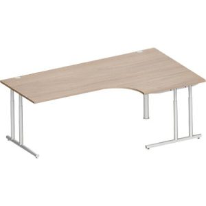 Schäfer Shop Select Winkelschreibtisch COMBITEC, 90° Winkel rechts, C-Fuß, B 2000 x T 1200/800 x H 677-817 mm, Eiche/weißalu