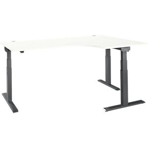 Schäfer Shop Select Winkelschreibtisch ERGO-T 2.0, elektrisch höhenverstellbar, 90° Winkel rechts, T-Fuß, B 2000 mm, weiß/anthrazit