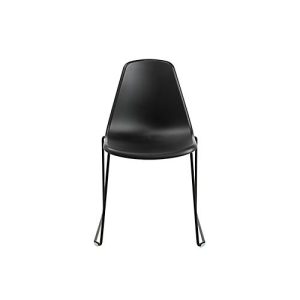 Schalenstuhl Topstar T2020, Kufengestell, ergonomische Sitzschale, stapelbar bis 4 Stück, Sitzhöhe 450 mm, 2er-Set, ohne Armlehnen, schwarz/schwarz