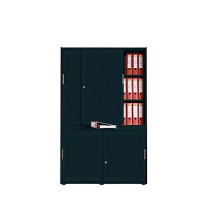 Schiebetürenschrank, Akustikfront, B 1200 mm, 5 OH, graphit