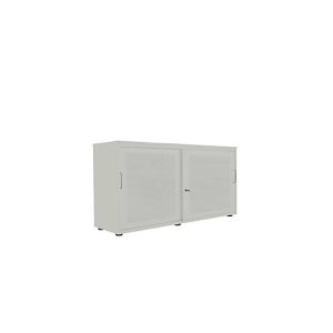 Schiebetürenschrank, Akustikfront, B 1350 mm, 2 OH, silber