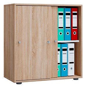 Schiebetürenschrank, aus Holz, abschließbar, 2 OH, B 700 x T 400 x H 740 mm, Sonoma Eiche Dekor