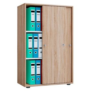 Schiebetürenschrank, aus Holz, abschließbar, 3 OH, B 700 x T 400 x H 1050 mm, Sonoma Eiche Dekor