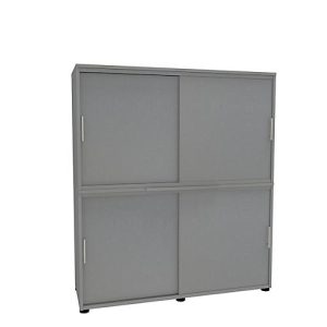 Schiebetürenschrank, B 1350 mm, 4 OH, silber