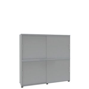 Schiebetürenschrank, B 1600 mm, 4 OH, lichtgrau