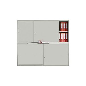 Schiebetürenschrank, B 1600 mm, 4 OH, silber