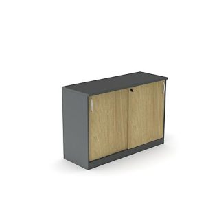 Schiebetürenschrank NEVADA, B 1200 x H 825 mm, dunkelgrau/Eiche