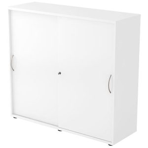 Schiebetürenschrank TARA, 3 Ordnerhöhen, B 1200 x T 400 x H 1180 mm, abschließ- & stapelbar, weiß