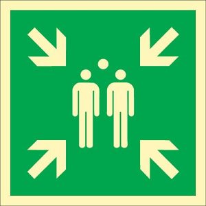 Schild ‚Sammelstelle‘, lang nachleuchtend