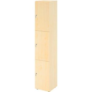 Schließfachschrank Topas Line, 6 Ordnerhöhen, 3 Fächer, Zylinderschloss, B 400 x T 420 x H 2156 mm, Ahorn/Ahorn