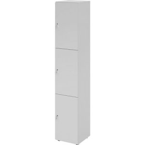 Schließfachschrank Topas Line, 6 Ordnerhöhen, 3 Fächer, Zylinderschloss, B 400 x T 420 x H 2156 mm, grau/grau
