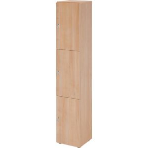 Schließfachschrank Topas Line, 6 Ordnerhöhen, 3 Fächer, Zylinderschloss, B 400 x T 420 x H 2156 mm, Nussbaum/Nussbaum