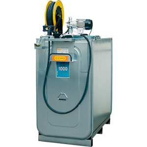 Schmierstoffkompaktanlage CEMO ECO UNI 750, HPDE-Tank 750 l, 230 V Elektropumpe, 9 l/min, B 1080 x T 770 x H 1870 mm, 15 m Schlauch, offener Aufroller