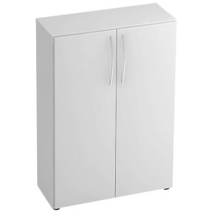Schrank TARA, 3 Ordnerhöhen, B 800 x T 330 x H 1144 mm, Flügeltüren, 2 Fachböden, stapelbar, lichtgrau
