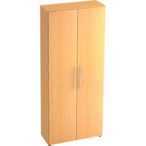 Schrank TARA, 5 Ordnerhöhen, Flügeltüren, 1 fester Zwischenboden, 3 Fachböden, B 800 x T 330 x H 1880 mm, Buche-Dekor