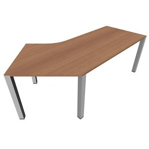 Schreibtisch 135° SOLUS PLAY, 4-Fuß, Freiform, Ansatz rechts, B 2165 x T 800 x H 720 – 820 mm, Kirsche Romana