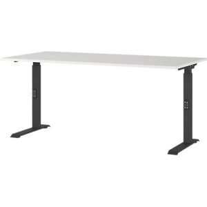 Schreibtisch Agenda, mechanisch höhenverstellbar, B 1600 x T 800 x H 680-910 mm, Lichtgrau/Schwarz