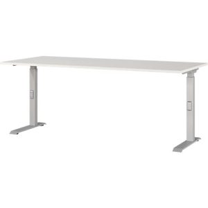 Schreibtisch Agenda, mechanisch höhenverstellbar, B 1800 x T 800 x H 680-910 mm, Lichtgrau/Schwarz