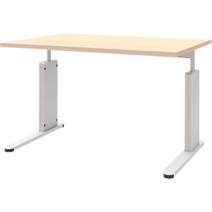 Schreibtisch BARI, C-Fuß, Form B, Rechteck, B 1200 x T 800 x H 680 – 820 mm, Ahorn-Dekor