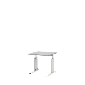 Schreibtisch BARI, C-Fuß, Form B, Rechteck, B 800 x T 800 x H 680 – 820 mm, hellgrau