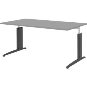 Schreibtisch BARI, Rechteck, Form A, C-Fuß, B 1600 x T 800 mm, mittelgrau