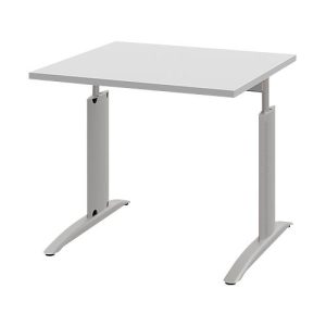 Schreibtisch BARI, Rechteck, Form A, C-Fuß, B 800 x T 800 mm, hellgrau