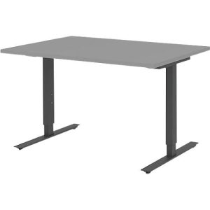 Schreibtisch BARI, T-Fuß, Rechteck, B 1200 x T 800 x H 680-820 mm, mittelgrau/anthrazit