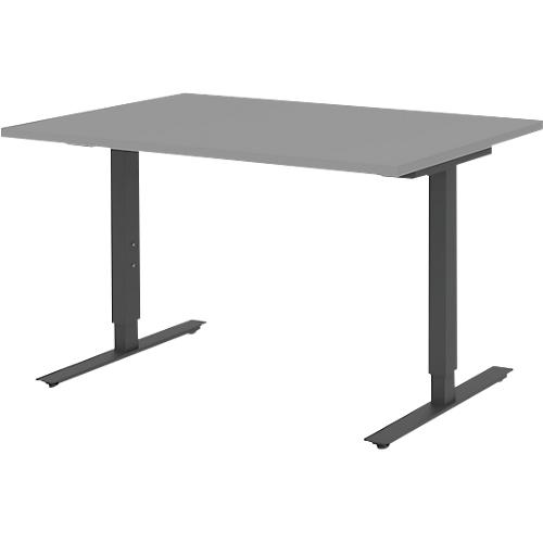 Schreibtisch BARI, T-Fuß, Rechteck, B 1200 x T 800 x H 680-820 mm, mittelgrau/anthrazit