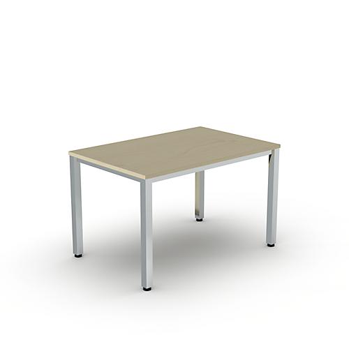 Schreibtisch Bexxstar, Rechteck, 4-Fuß Quadratrohr, B 1200 x H 740 mm, Ahorn/chromsilber