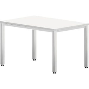 Schreibtisch Bexxstar, Rechteck, 4-Fuß Quadratrohr, B 1200 x T 800 x H 740 mm, weiß/chromsilber