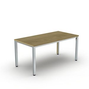 Schreibtisch Bexxstar, Rechteck, 4-Fuß Quadratrohr, B 1600 x H 740 mm, Eiche/chromsilber