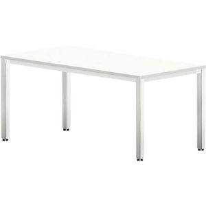Schreibtisch Bexxstar, Rechteck, 4-Fuß Quadratrohr, B 1600 x T 800 x H 740 mm, weiß/chromsilber