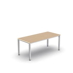 Schreibtisch Bexxstar, Rechteck, 4-Fuß Quadratrohr, B 1800 x H 740 mm, Ahorn/chromsilber