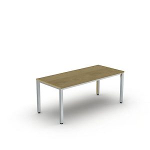 Schreibtisch Bexxstar, Rechteck, 4-Fuß Quadratrohr, B 1800 x H 740 mm, Eiche/chromsilber