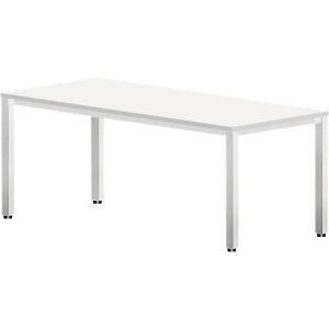 Schreibtisch Bexxstar, Rechteck, 4-Fuß Quadratrohr, B 1800 x T 800 x H 740 mm, weiß/chromsilber